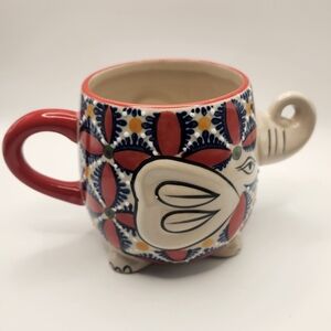 Yokohama Studio Miyabi 3D Elephant Mug – Hand-Painted Floral Embossed‎ Japanese
